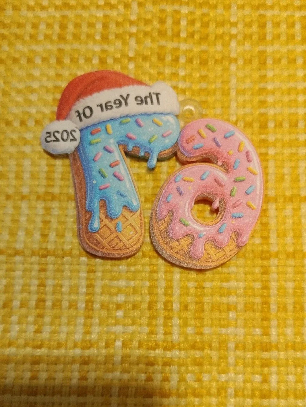 67  Ornament The Year Of 25' Pink & Blue Icing With Sprinkles